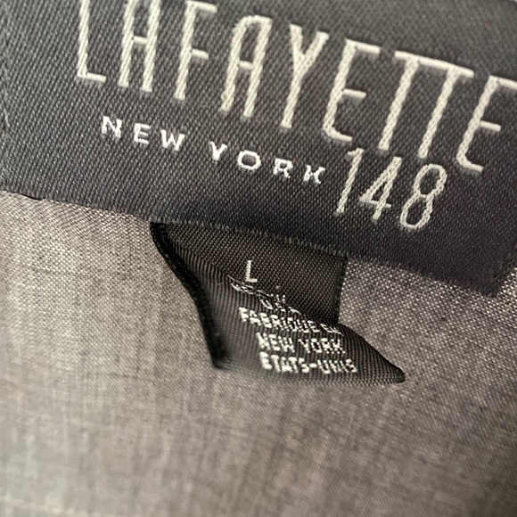 Lafayette 148 women’s size Large gray hooded open front linen jacket or coverup - Picture 2 of 4